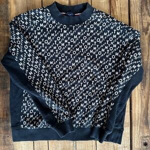 Tommy Hilfiger Womens Navy All Over Logo Print Cotton Sweatshirt Size S